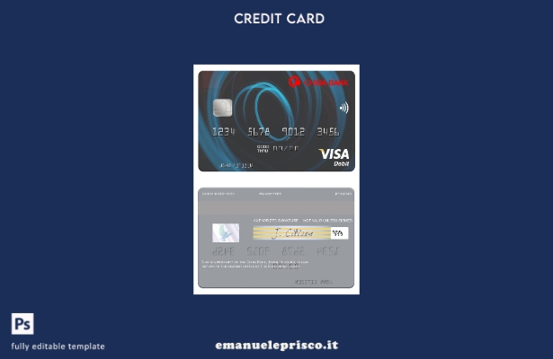 modello di carta di debito visto Japan Chiba Bank in stile verificato